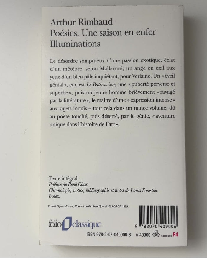 Poésies. Une saison en enfer. Illuminations — עטיפה אחורית