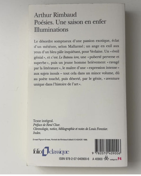 Poésies. Une saison en enfer. Illuminations — עטיפה אחורית